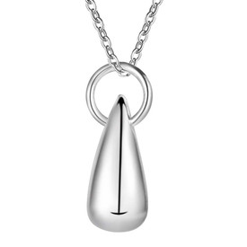 925 Sterling Silver Plated Tear Drop Water Pendant Necklace 45cm + Bag