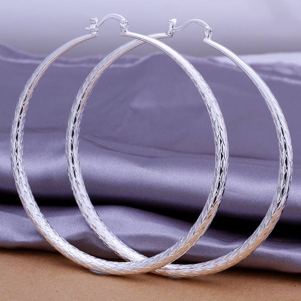 Earring, sterling silver, 70mm round hoop with endless-loop closure. Sold  per pair. - Fire Mountain Gems and Beads