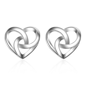 925 Heart Swirl Stud Earrings Sterling Silver Plated