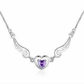 Angel Wing Heart 925 Silver Plated Pendant Chain Necklace