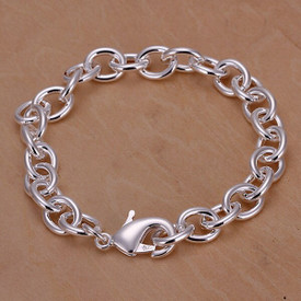 925 Sterling Silver Plated Link Chain Bracelet Chunky 20cm 8" + Gift Bag UK