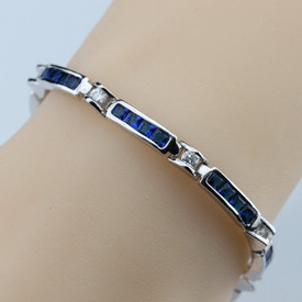 925 Sterling Silver Slim Tennis Bracelet Green,Blue,Garnet Topaz Gemstone+Bag