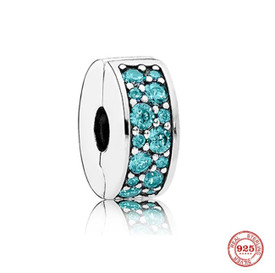 Pave Charm Spacer Clip Stopper Bead 925 Silver, Rose Gold + Bag