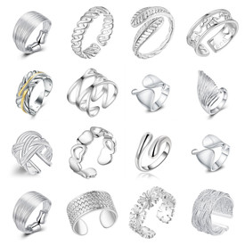 UK 925 Sterling Silver Adjustable Rings Open Band Thumb Women's Jewellery  + Bag