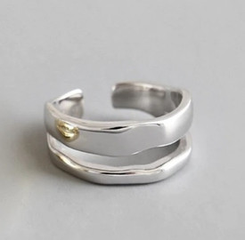 925 Silver Plated Chunky Double Band Ring Adjustable UK Thumb Finger UK