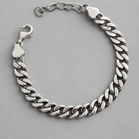 925 Sterling Silver Plated Curb Chain Unisex 8 mm Bracelet 16+4 cm + Bag UK