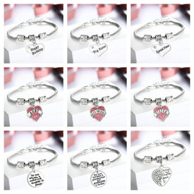 Heart Charm Bracelet Friend Sister Daughter Niece Aunt Mother Bride/Groom+Bag,0