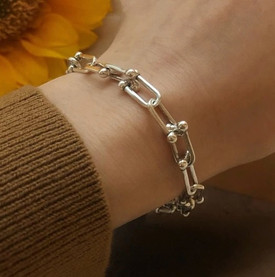 925 Sterling Silver Plated Chunky Link Chain Bracelet Punk 16.5cm + 4cm +  UK
