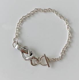 925 Sterling Silver Plated Infinity Love Knot Bracelet 17cm UK + Bag UK