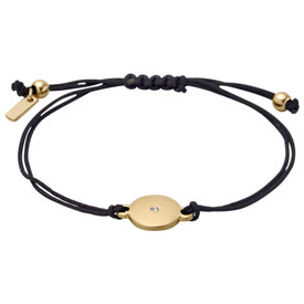 Pilgrim Black Friendship Bracelet With Gold Plated Disc 501732032