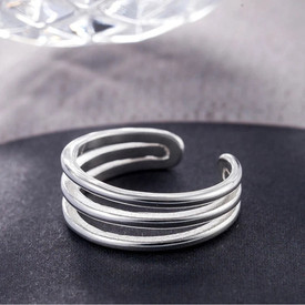 925 Triple Band/Circle/Line Ring Adjustable Sterling Silver Plated Finger/ Thumb
