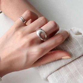 Stunning Abstract Wrap Ring 925 Sterling Silver Adjustable Open Finger + Bag