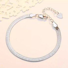 925 Sterling Silver Plated Flat Snake Bracelet 5mm Choker Adjustable + Gift Bag