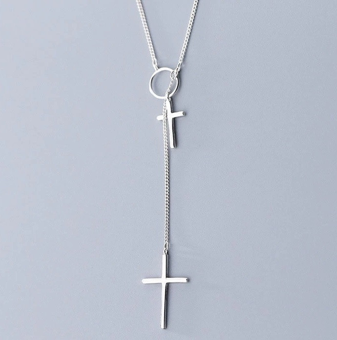 Silver crucifix necklace on sale womens