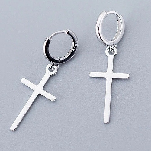 Sterling silver cross hot sale dangle earrings