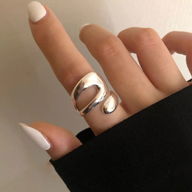 Chunky Abstract Wrap Ring 925 Sterling Silver Plated Adjustable Open Finger +Bag