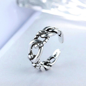 Chunky Rope Chain Ring 925 Sterling Silver Plated Adjustable Open Finger+Bag UK