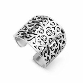 Chunky Statement Filigree Ring 925 Sterling Silver Plated Adjustable + Bag
