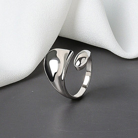 Stunning Abstract Tear Drop Ring 925 Sterling Silver Plated Adjustable Open +Bag