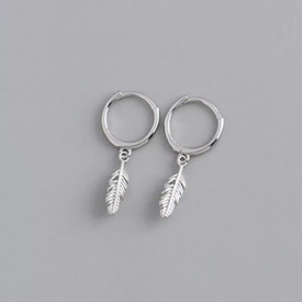 925 Sterling Silver Leaf/Feather Drop Dangle Earrings + Bag UK​