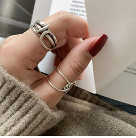 925 Sterling Silver Knot Twist Weave Ring Finger  Adjustable + Bag