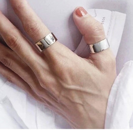 925 Sterling Silver Plated Plain Classic Ring Finger Adjustable + Bag