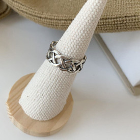 Celtic Weave Ring 925 Sterling Silver Adjustable Finger Twist Woven +Bag