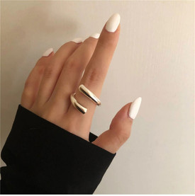 Geometric Abstract Wrap Ring 925 Sterling Silver Plated Adjustable Open Finger