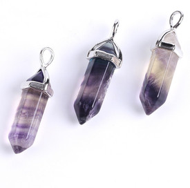 Natural Quartz Fluorite Purple Point Necklace Gemstone Reiki Chakra Healing