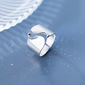 Chunky Wave Infinity Ring 925 Sterling Silver Plated Adjustable Finger +Bag