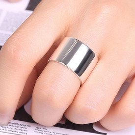 Thick 925 Sterling Silver Plated Ring Chunky Finger Thumb Ring Adjustable/Resize