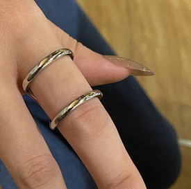 Abstract Chunky Wide Long Double Band Ring 925 Sterling Silver Plated Adjustable