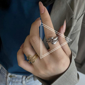 Chunky Silver Ring For Women | Abstract Teardrop Irregular Ring | Adjust Ring | 