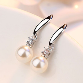 Pearl Drop Dangle Silver Earrings, Silver Pearl Earrings,Dainty Pearl Earrings,