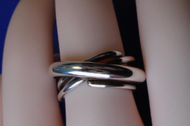 Chunky Sterling Silver Plated Ring For Women, Adjustable Ring, Twist Weave Ring