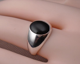 Black Onyx Signet Silver Ring, Ring For Women, Cubic Zirconia Adjustable Ring