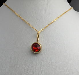 Birthstone Pendant Necklace Gold Plated Ruby Red,Aquamarine, Garnet Red, Amethys
