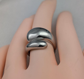 Chunky Dome Tear Drop Ring, Adjustable Stainless Steel Ring, Finger/Thumb Band