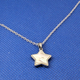 Chunky Moonstone Star Pendant Necklace Silver, June Birthstone Necklace, Star Cr