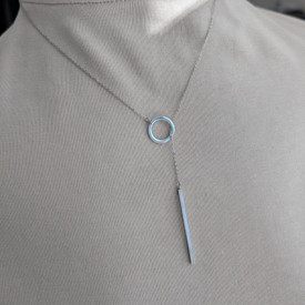 Lariat Bar Circle Link Necklace, Stainless Steel Y  Necklace 18", Link Chain UK