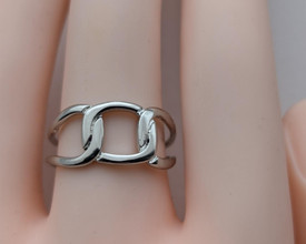 Chunky Belt Buckle Ring Sterling Silver Plated Adjustable Open Finger+Bag UK