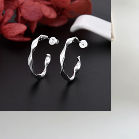 Sterling Silver Plated Twist Rope Hoops Earrings Sleepers 35mm  Dangle +Bag