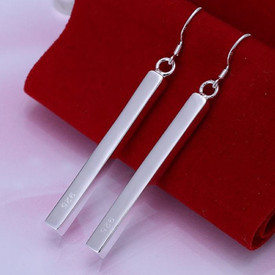 925 Sterling Silver Plated Bar Drop Earrings 18mm + Bag UK Women/Ladies