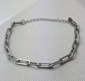 Paperclip Pendant Link Bracelet, Stainless Steel Paper Clip Bracelet + Extender