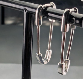 Safety Pin Drop Earrings, Sterling Silver Plated Dangle Earrings, Gift For Her +