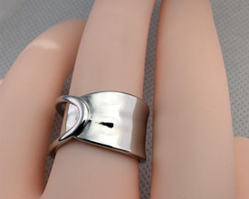 Chunky Hammered Silver Ring Adjustable For Women + Bag UK