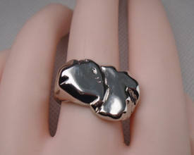 Chunky Liquid Metal Molten Silver Plated Ring Women Adjustable UK