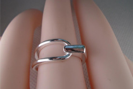 Chunky Silver Plated Wavy Ring For Women Double Ring Adjustable UK