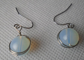 White Moonstone Round Drop Earrings For Women UK + Bag