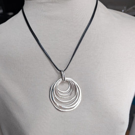 Chunky Silver Spiral Circles Pendant Necklace 50cm, 70cm + Bag, Chunky Statement